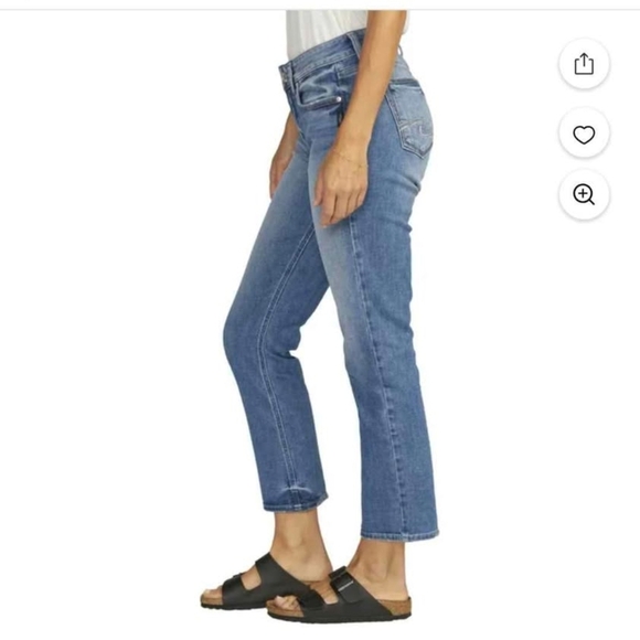 Silver Jeans Blue Cropped Ankle Denim Elyse Medium Wash Crop Size 27 Stretchy - Picture 3 of 9